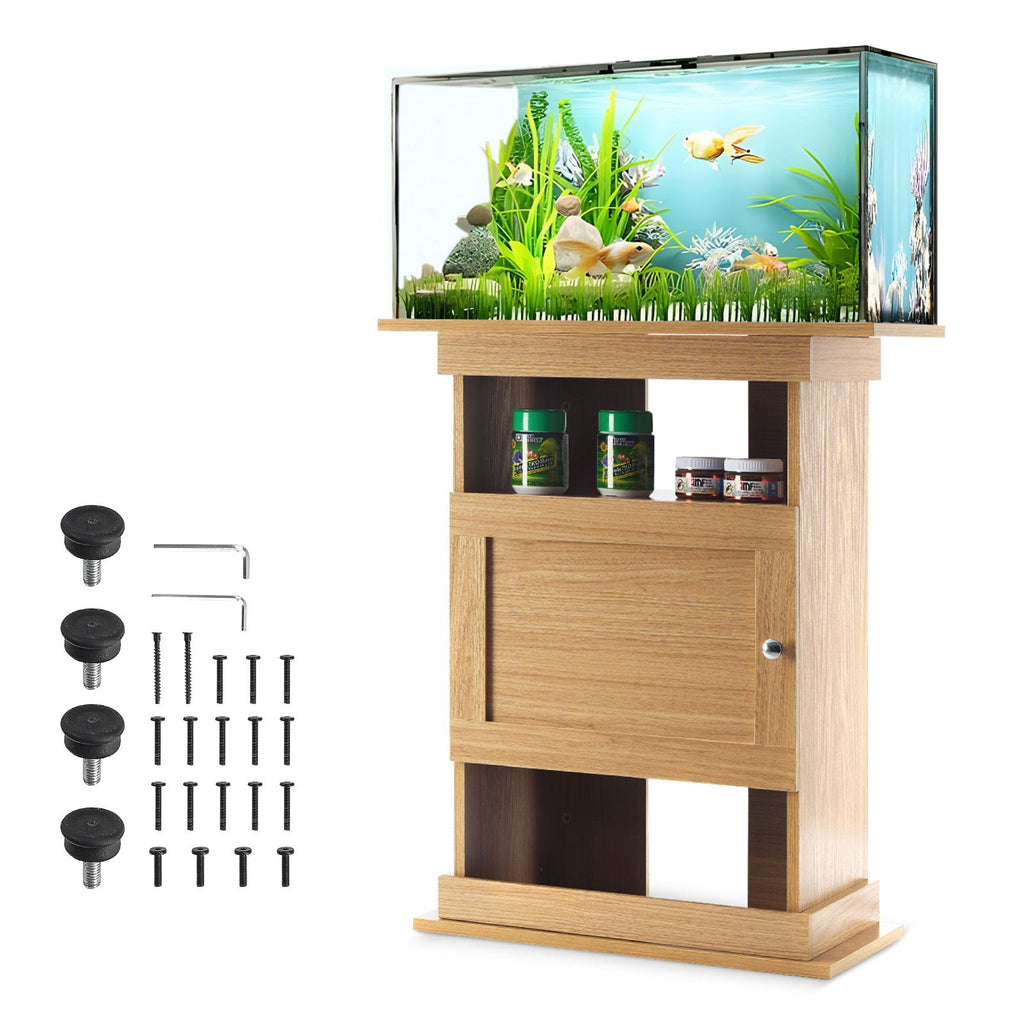 Aquarium Stand with Enclosed Cabinet and Open Shelves