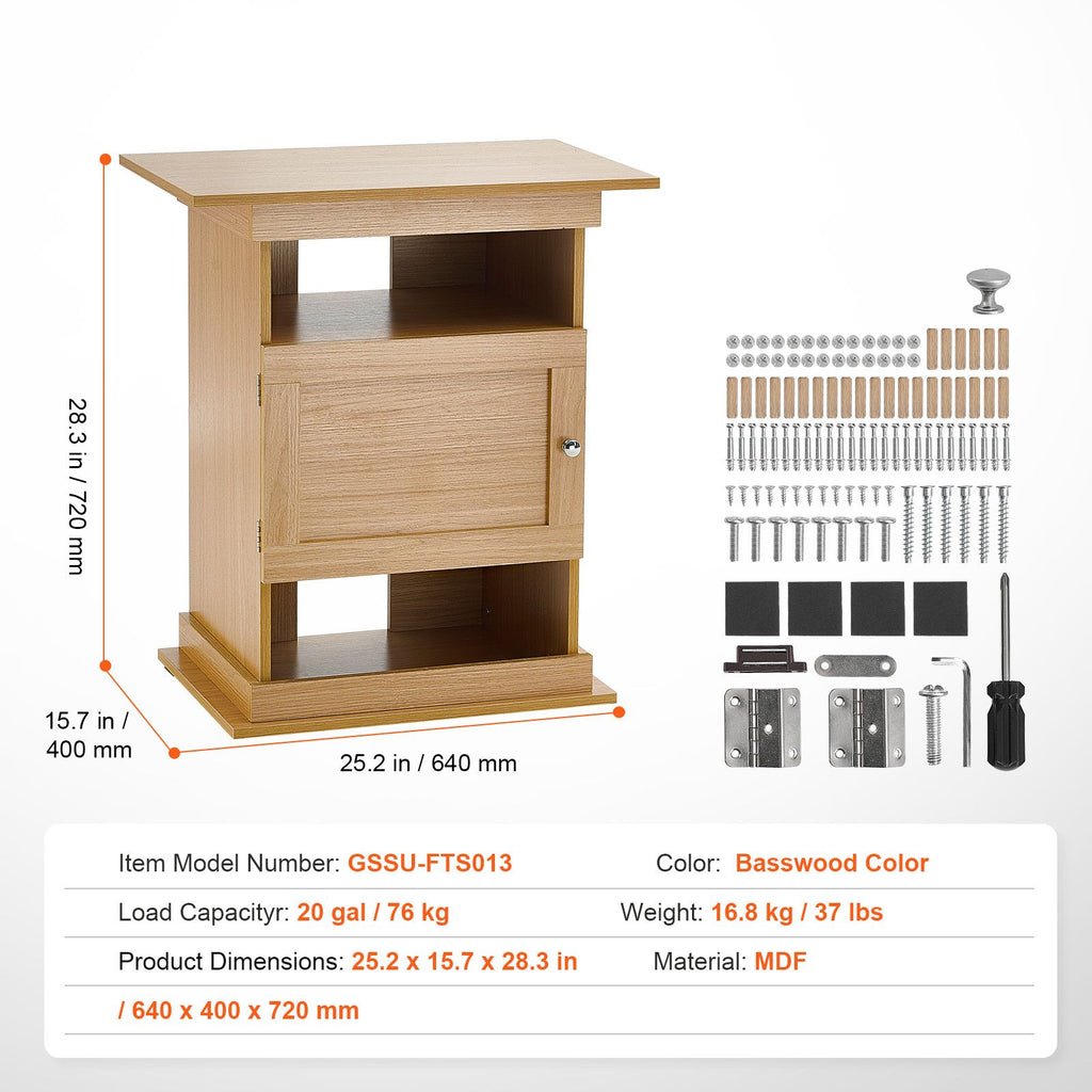 Aquarium Stand with Enclosed Cabinet and Open Shelves