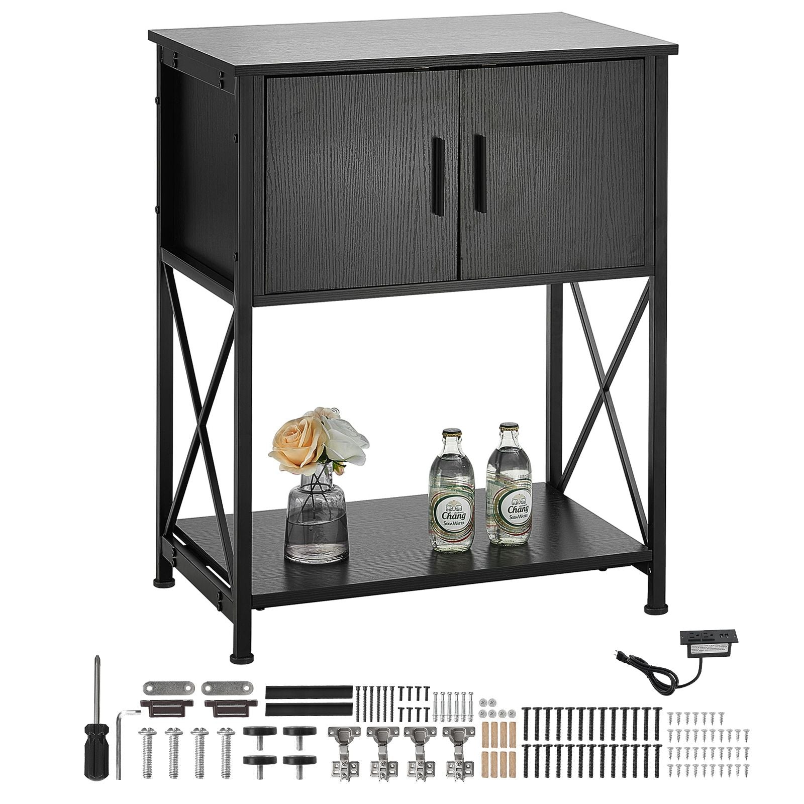 Stylish 20-Gallon Aquarium Stand with Built-In Power Strip