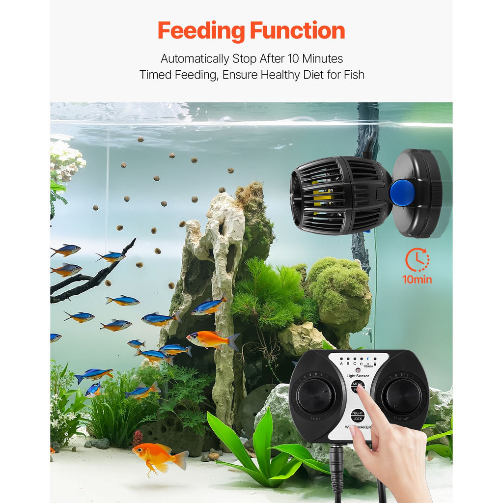 Quiet 10W Aquarium Wave Maker, 1057 GPH, 360° Rotating Powerhead