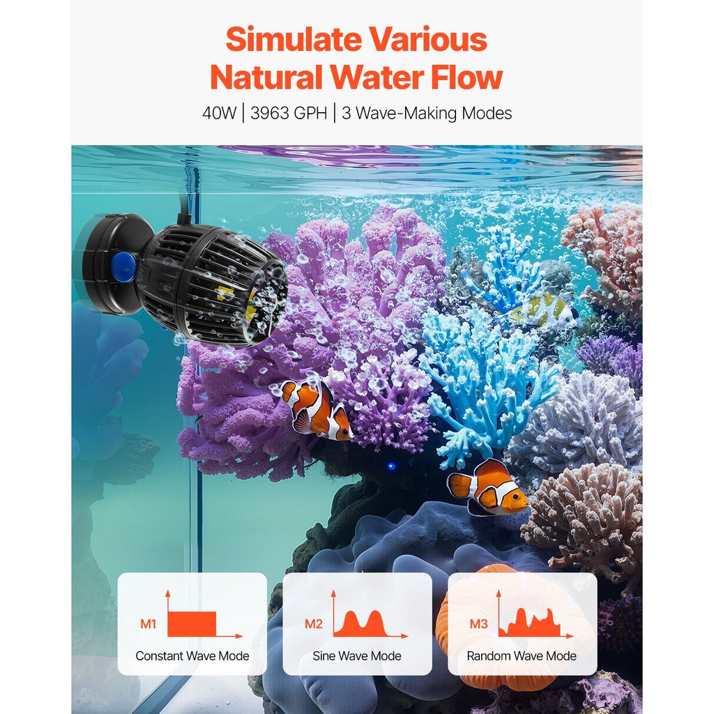 Powerful 3963 GPH Aquarium Wave Maker with Quiet DC Pump