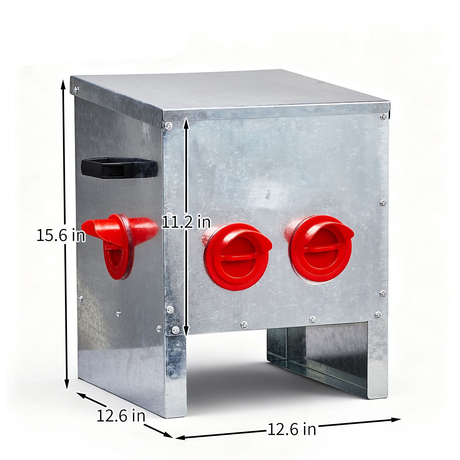 Automatic Chicken Feeder Rodent Proof, 4 Ports Large Capacity Metal Poultry Feeder with Handles and Lid, Galvanized Chicken Feeder for Hen Coop