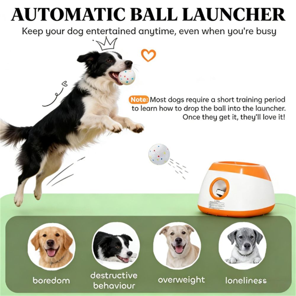 Automatic Dog Ball Launcher with Remote, Orange