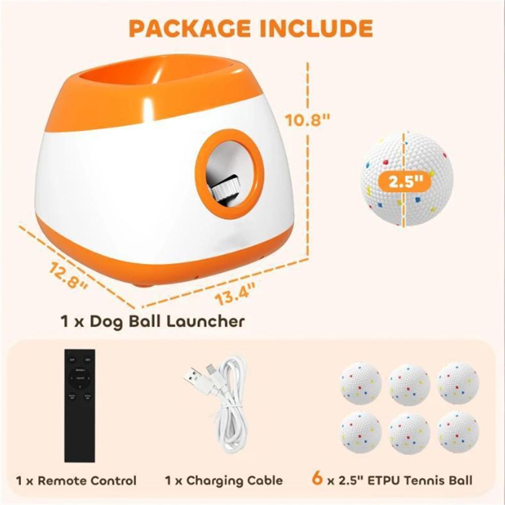Automatic Dog Ball Launcher with Remote, Orange