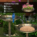 Two-Tier Bird Bath and Feeder with Hand-Painted Bronze Finish