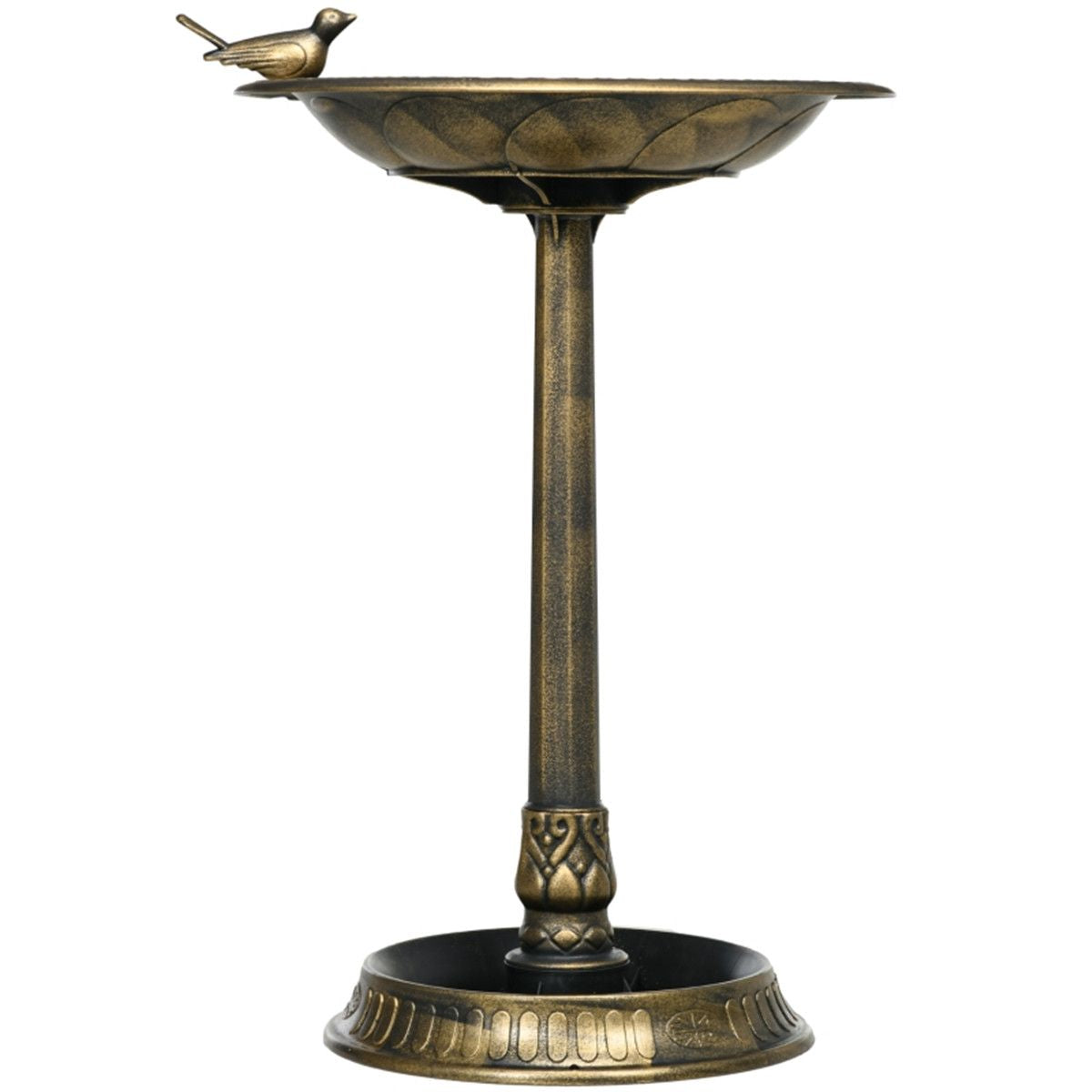 Two-Tier Bird Bath and Feeder with Hand-Painted Bronze Finish