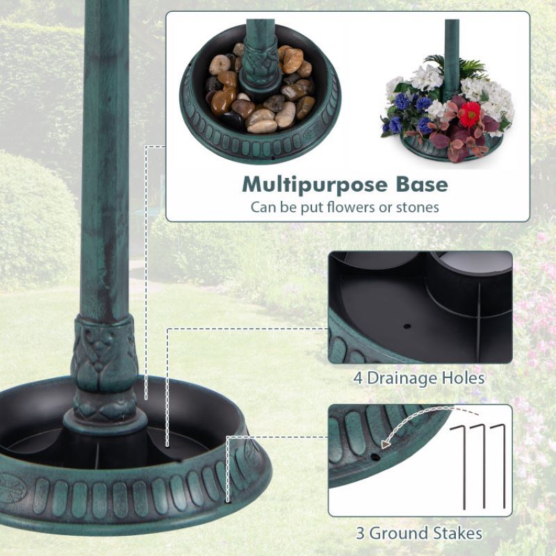 Solar-Powered Bird Bath Feeder with Perch Design