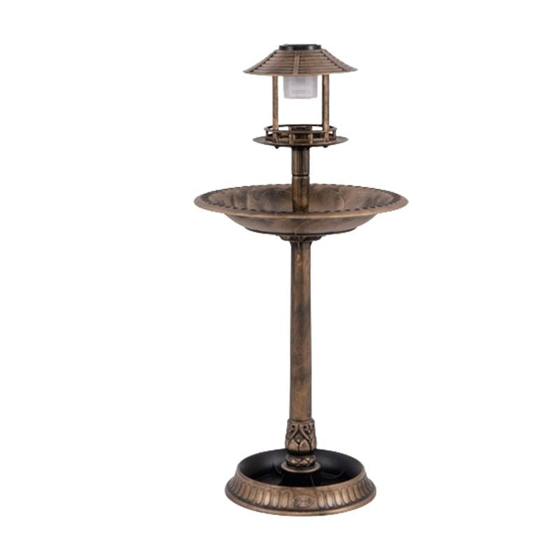 Solar-Powered Bird Bath Feeder with Perch Design