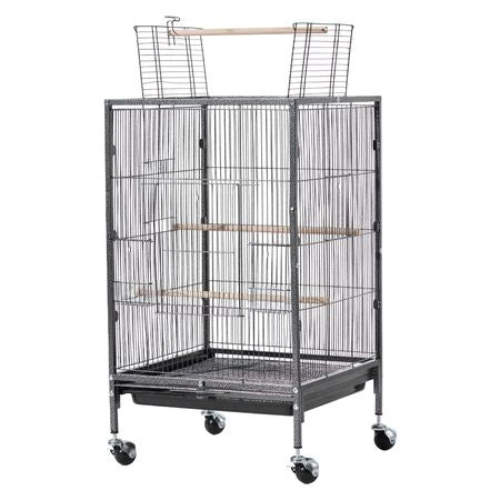 Spacious Wrought Iron Bird Cage with Open Top and Easy-Clean Tray
