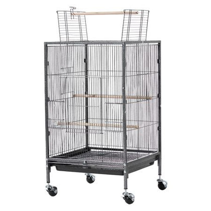 Spacious Wrought Iron Bird Cage with Open Top and Easy-Clean Tray