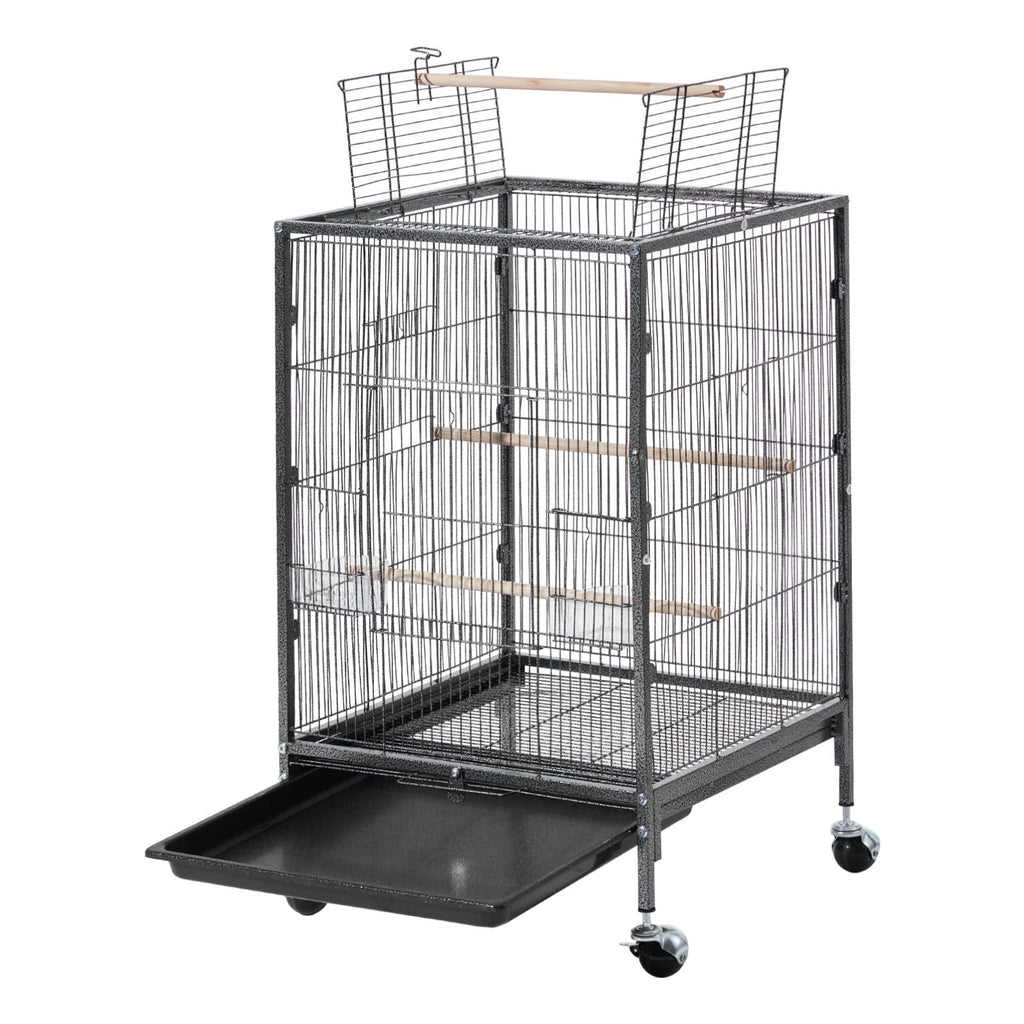 Spacious Wrought Iron Bird Cage with Open Top and Easy-Clean Tray