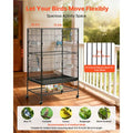 Spacious Wrought Iron Bird Flight Cage with Perches and Casters