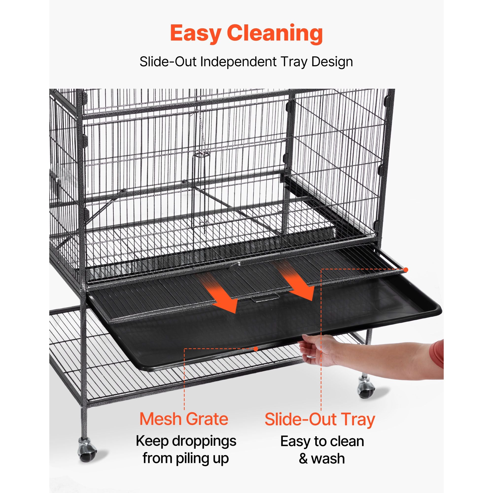 Spacious Wrought Iron Bird Flight Cage with Perches and Casters