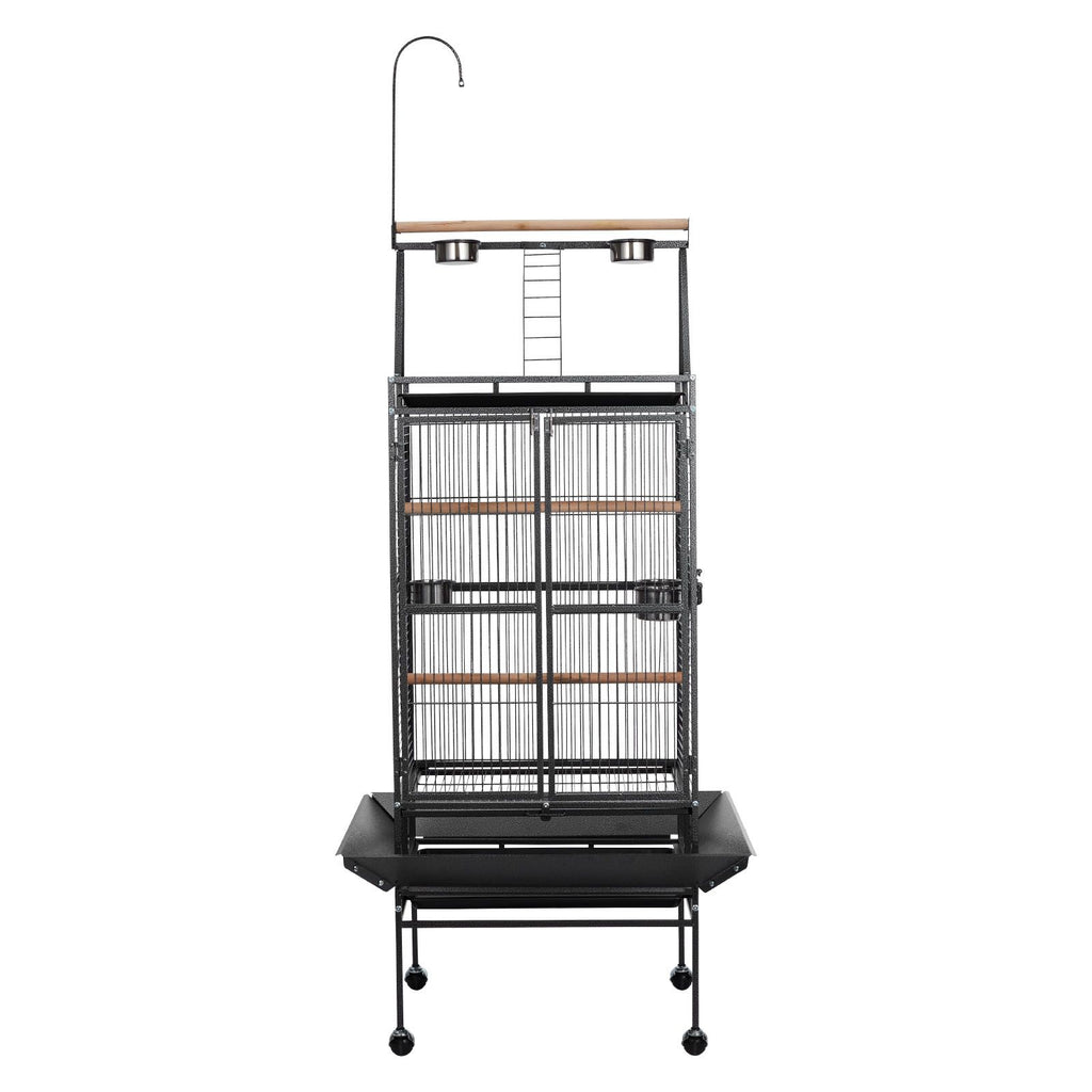 Spacious Open-Top Bird Flight Cage with Perches and Rolling Wheels