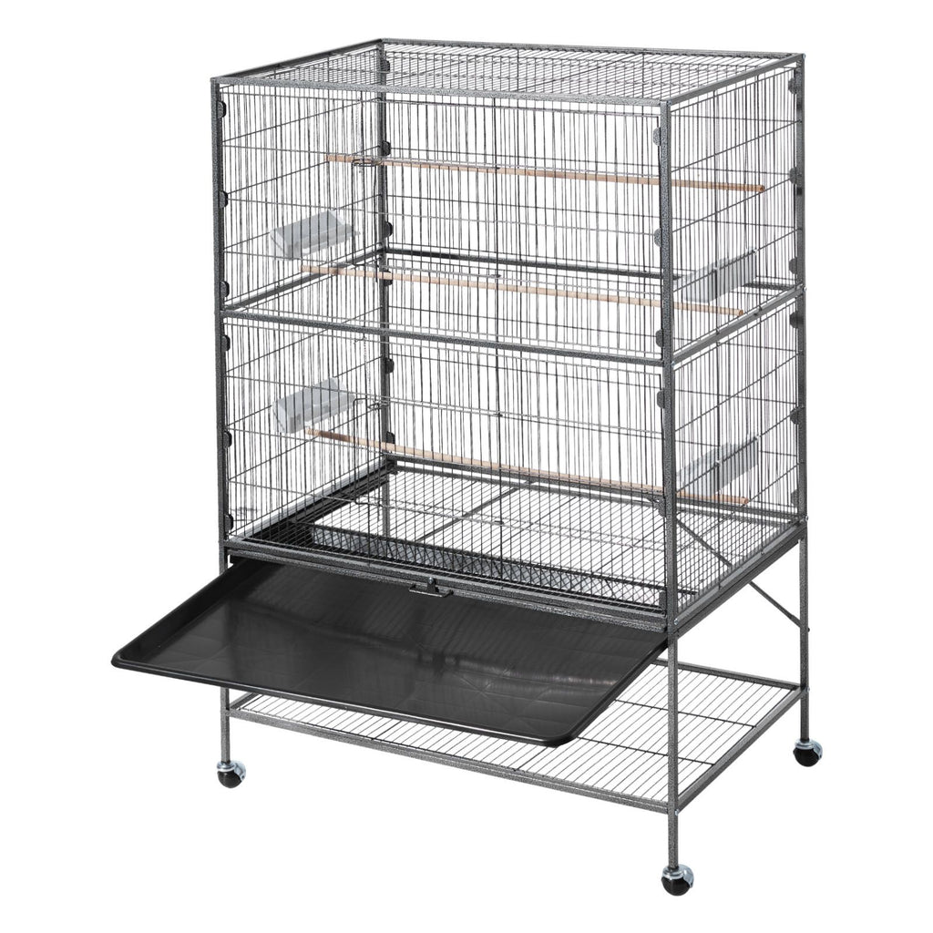 Spacious Wrought Iron Bird Flight Cage with Rolling Wheels