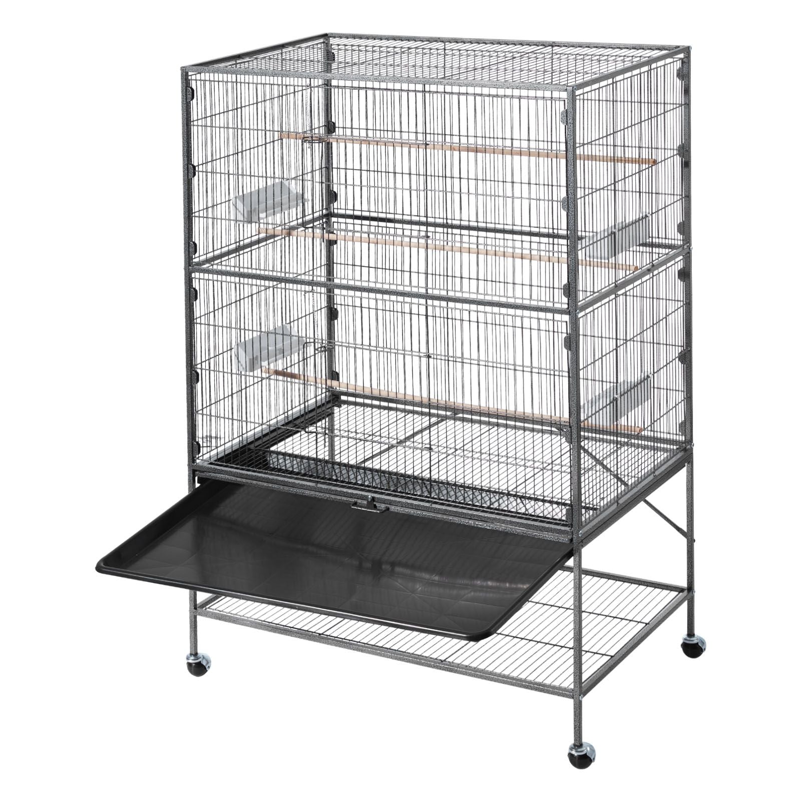 Spacious Wrought Iron Bird Flight Cage with Rolling Wheels