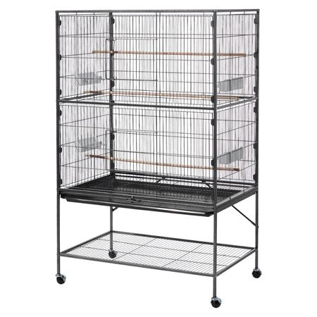 Spacious Wrought Iron Bird Flight Cage with Rolling Wheels