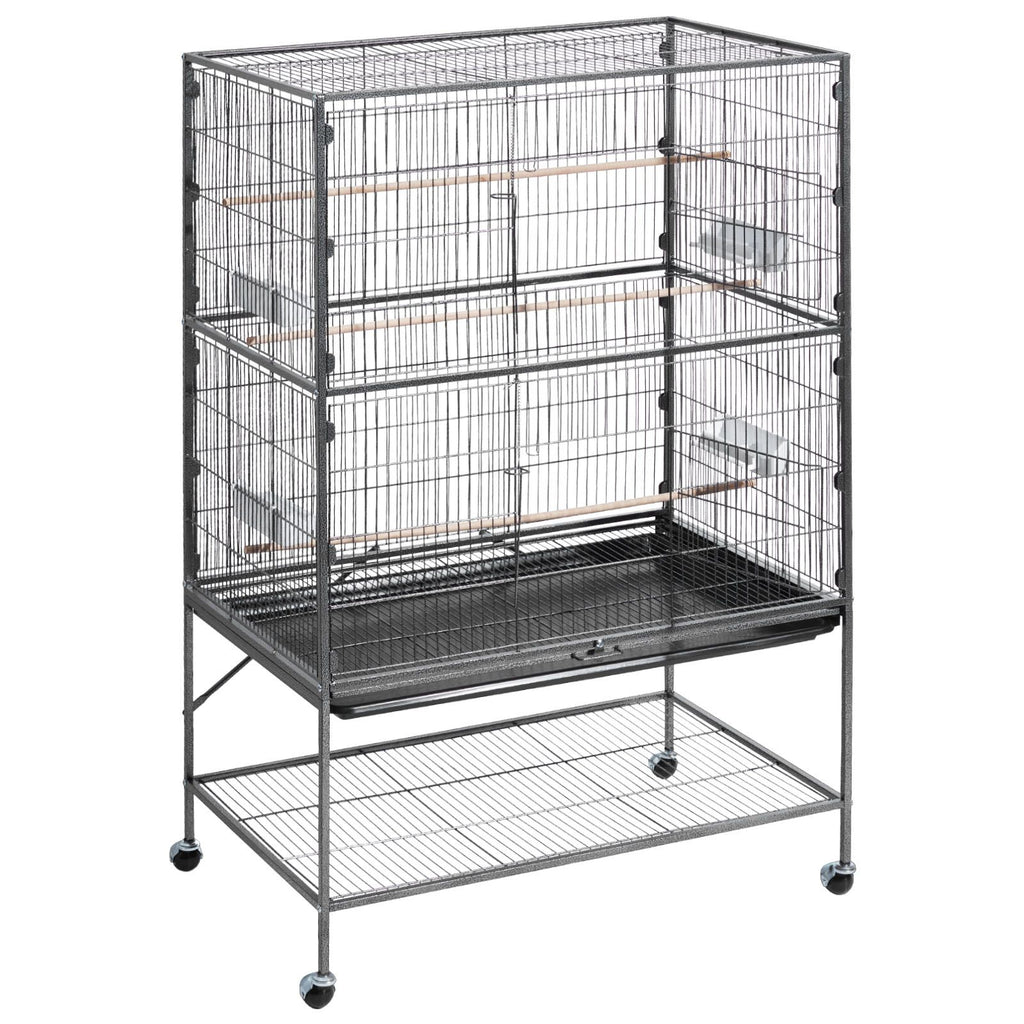 Spacious Wrought Iron Bird Flight Cage with Rolling Wheels