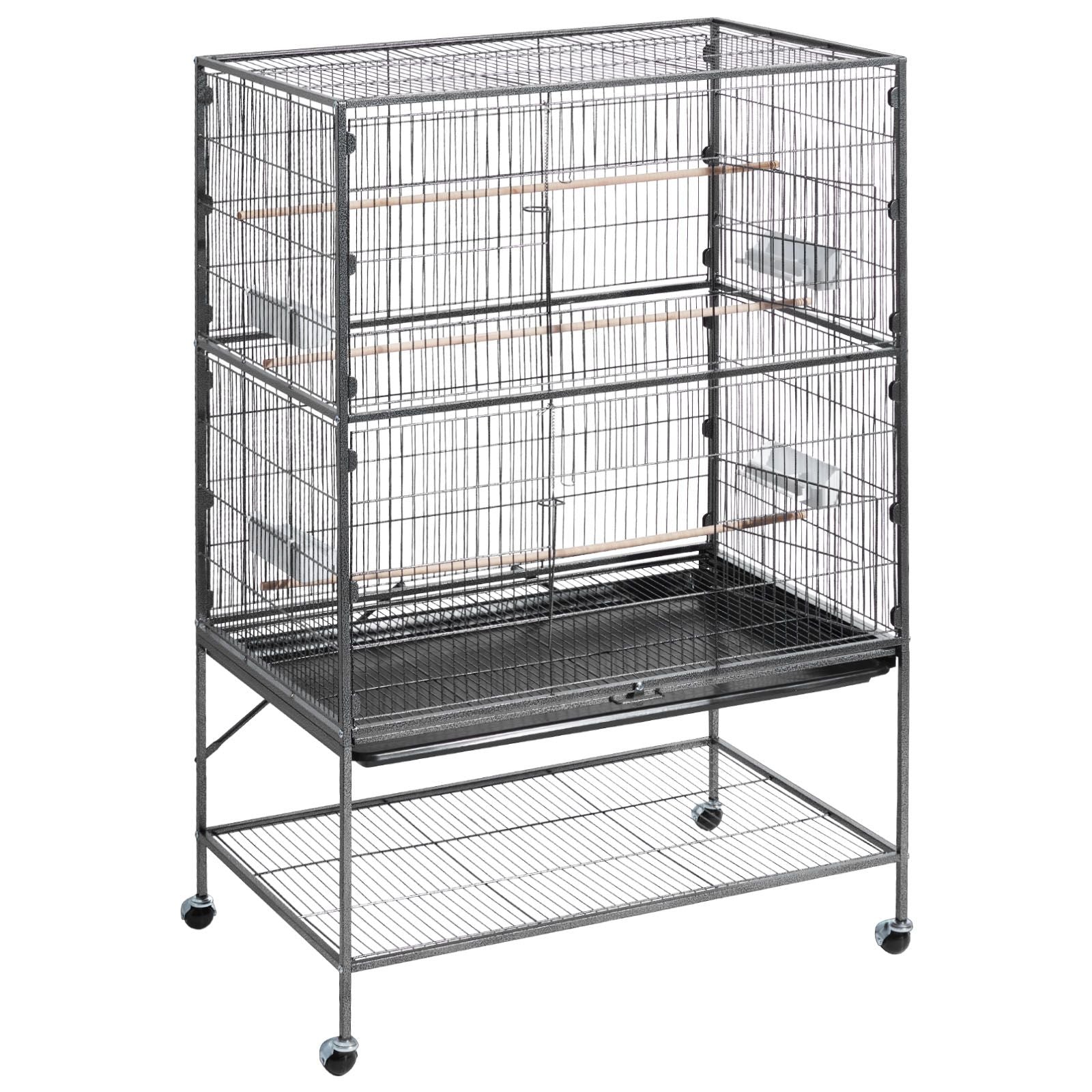 Spacious Wrought Iron Bird Flight Cage with Rolling Wheels