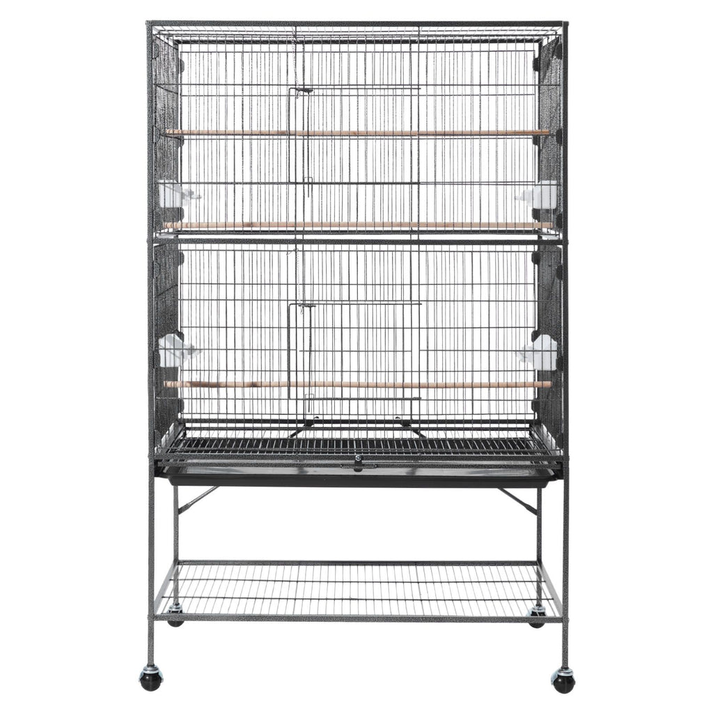 Spacious Wrought Iron Bird Flight Cage with Rolling Wheels