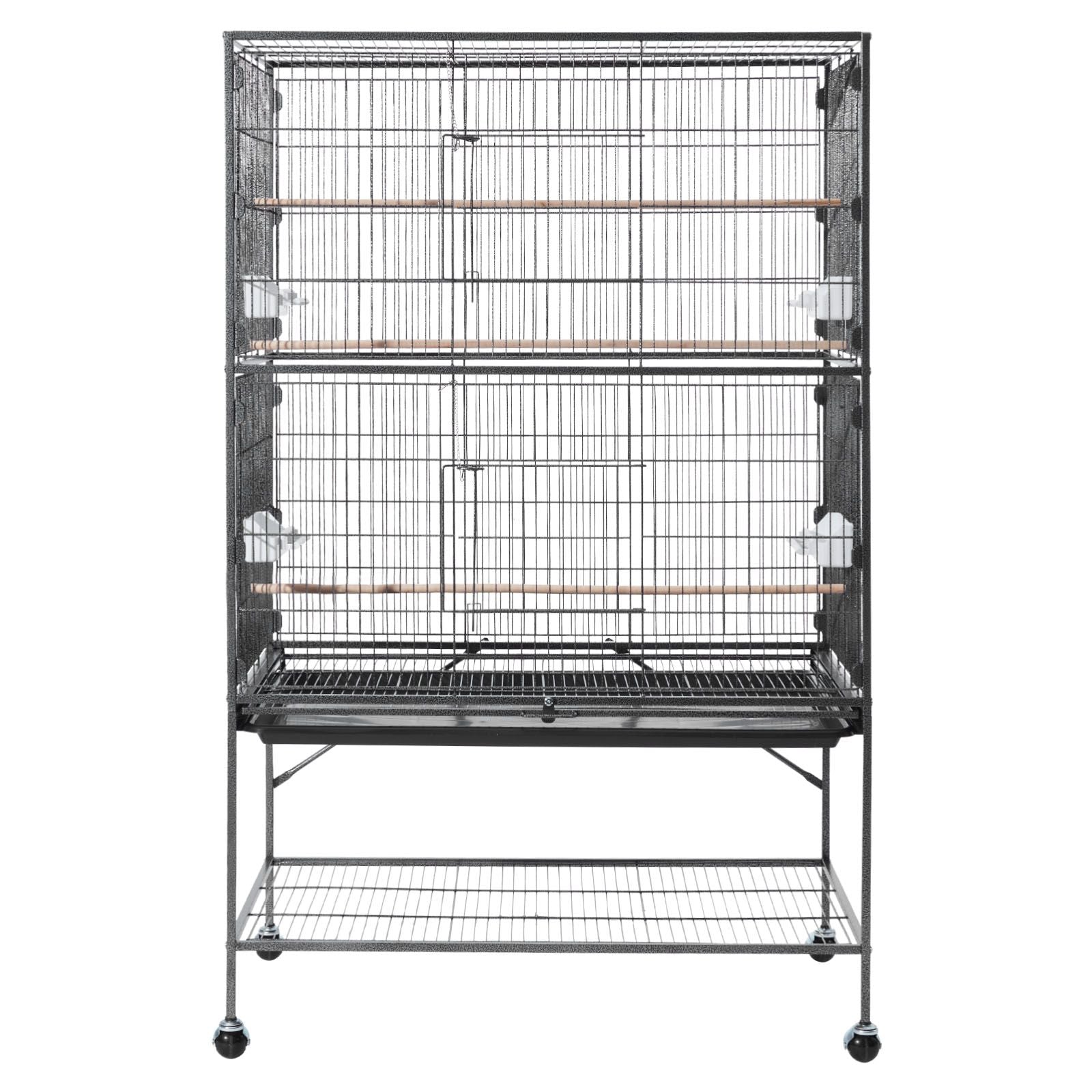 Spacious Wrought Iron Bird Flight Cage with Rolling Wheels