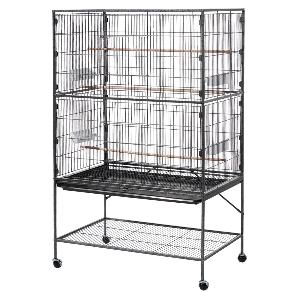Spacious Wrought Iron Bird Flight Cage with Rolling Wheels