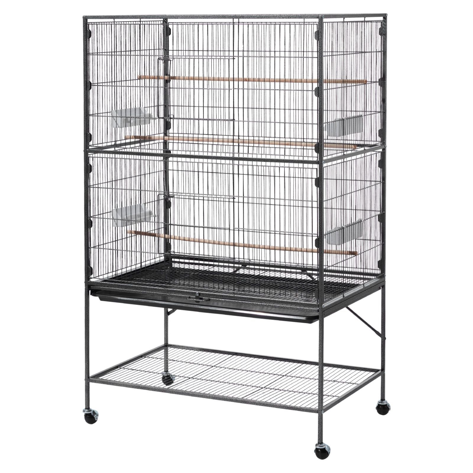 Spacious Wrought Iron Bird Flight Cage with Rolling Wheels