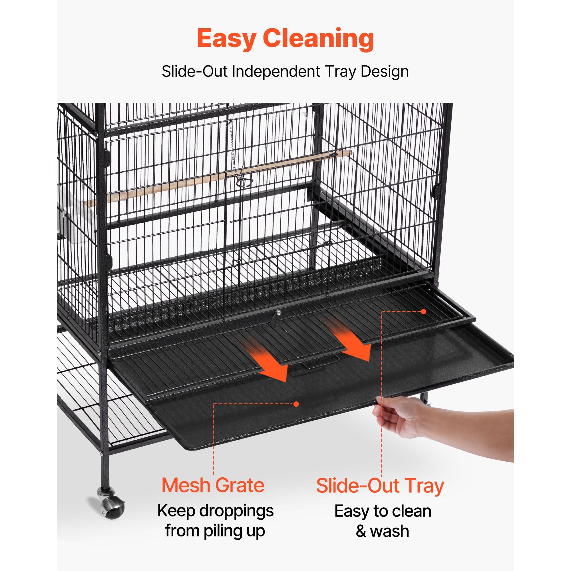 Spacious Wrought Iron Bird Flight Cage with Rolling Wheels