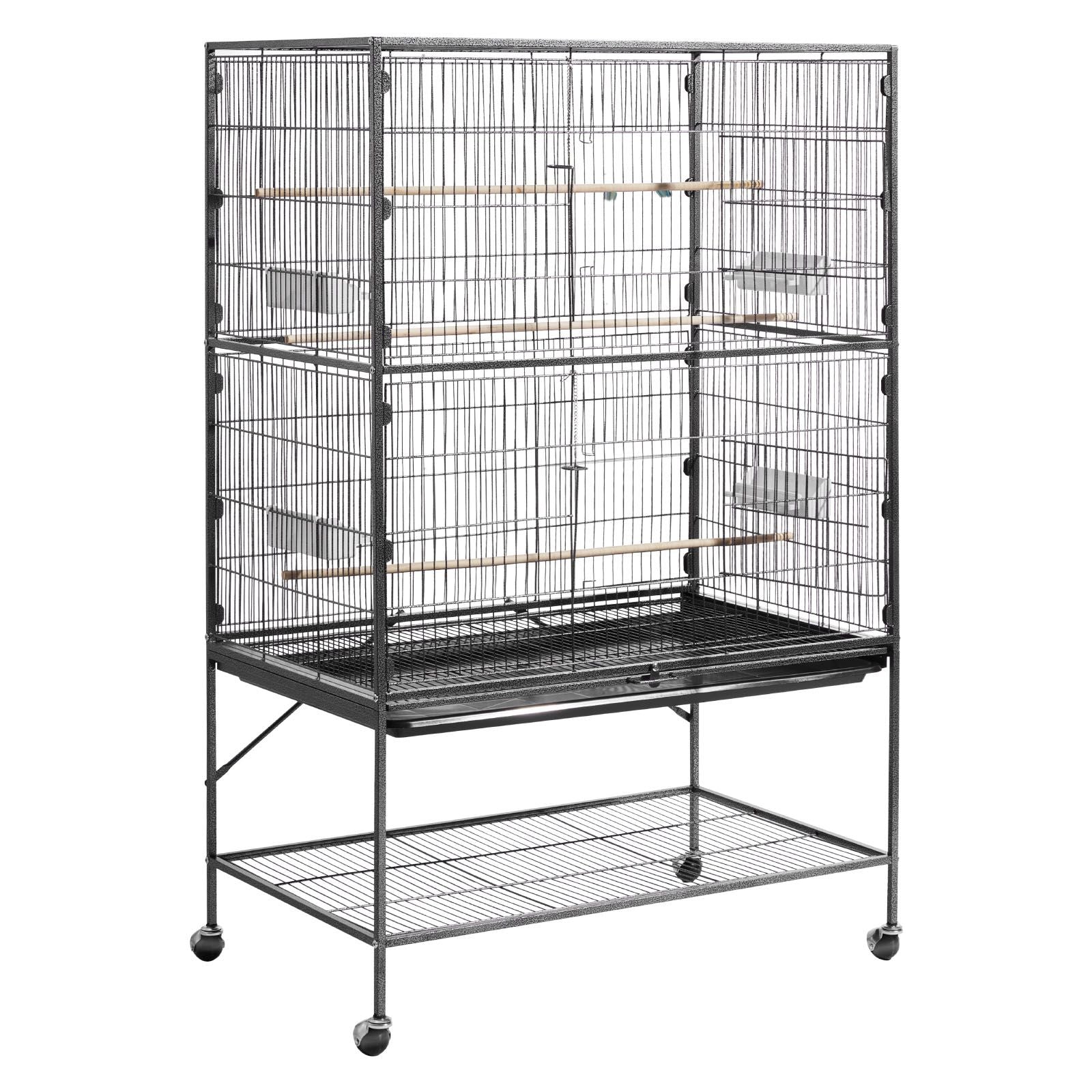 Spacious Wrought Iron Bird Flight Cage with Rolling Wheels