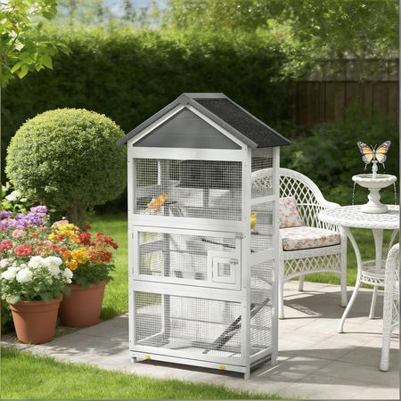 Spacious Bird Cage Starter Kit with Detachable Rolling Stand