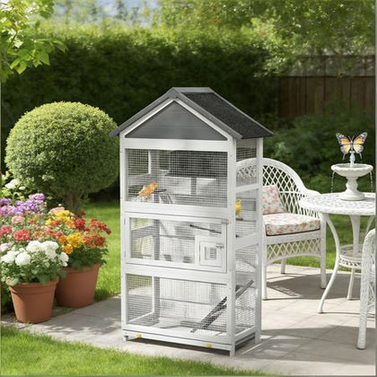 Spacious Bird Cage Starter Kit with Detachable Rolling Stand