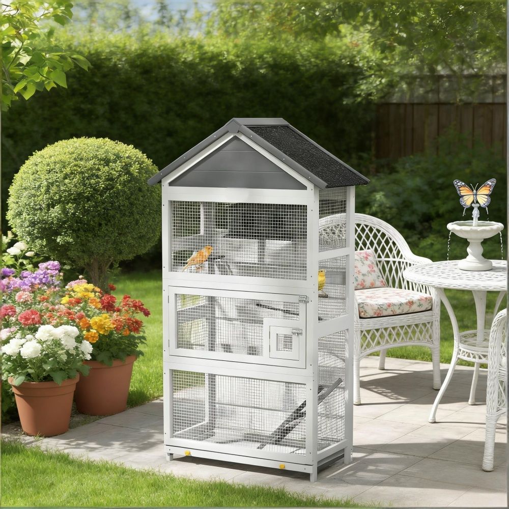 Spacious Bird Cage Starter Kit with Detachable Rolling Stand