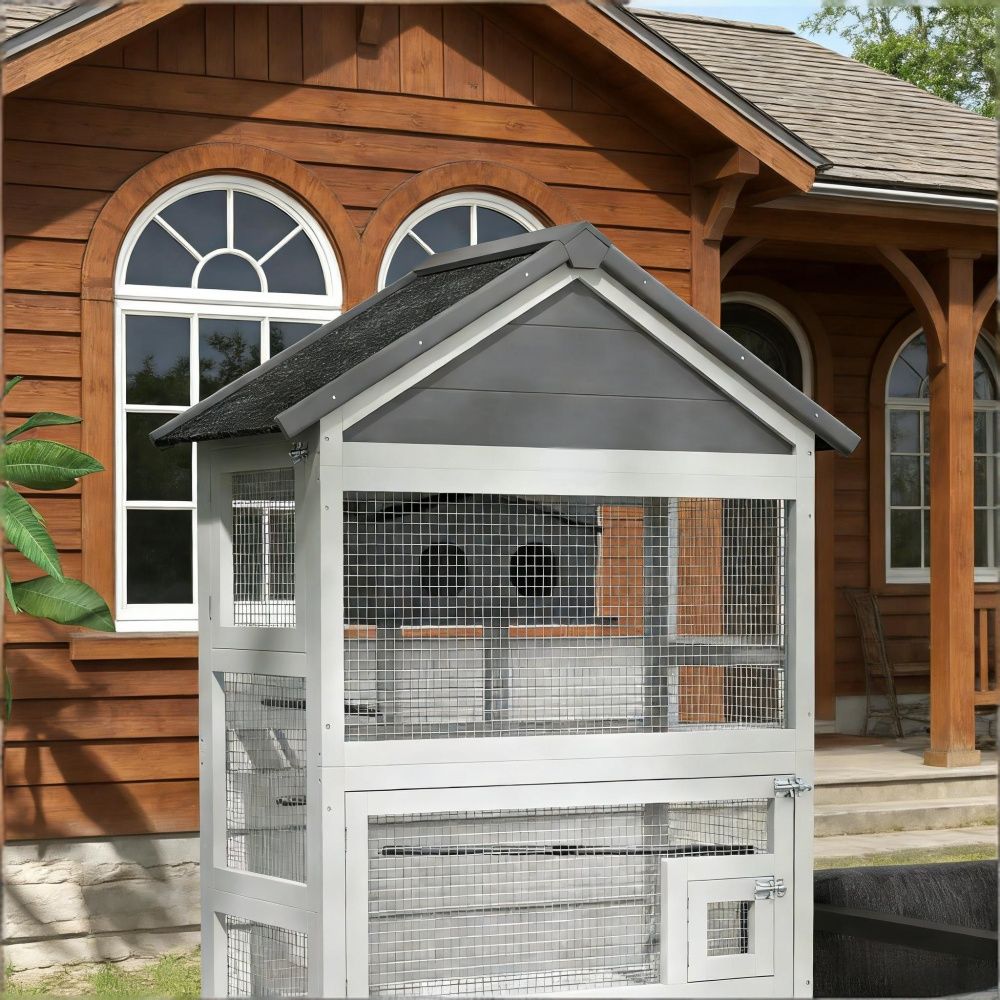 Spacious Bird Cage Starter Kit with Detachable Rolling Stand
