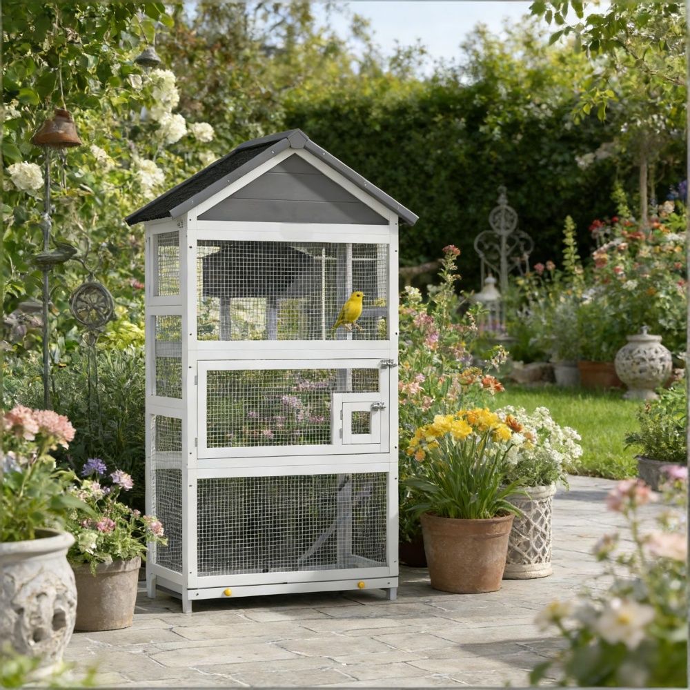 Spacious Bird Cage Starter Kit with Detachable Rolling Stand
