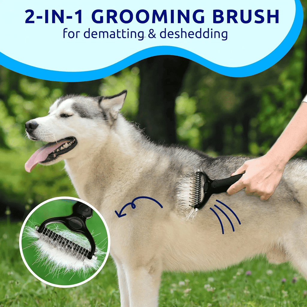 Black pet hair removal dog brush for hair removal - indoor cats use cat brush, long and short haired dogs use double-sided cat brush for hair removal and beauty tools, skin friendly