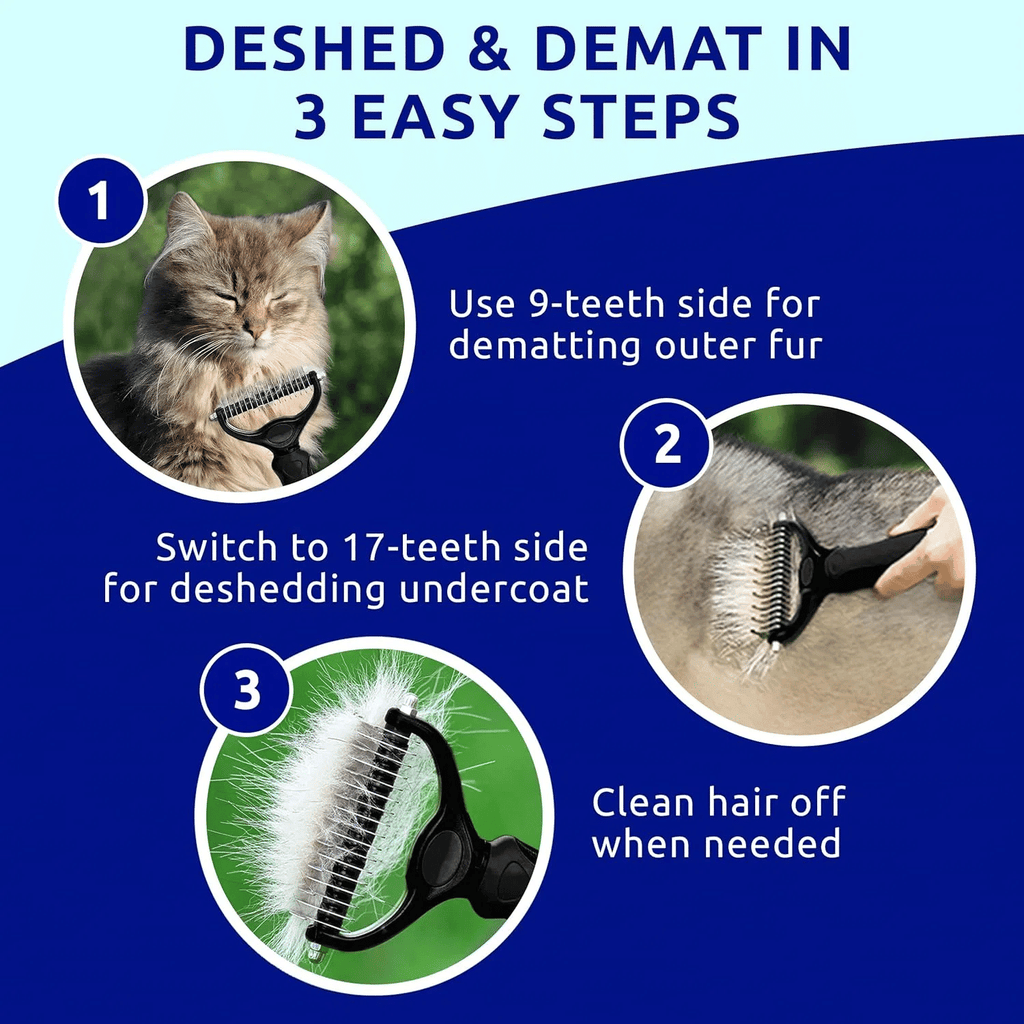 Black pet hair removal dog brush for hair removal - indoor cats use cat brush, long and short haired dogs use double-sided cat brush for hair removal and beauty tools, skin friendly
