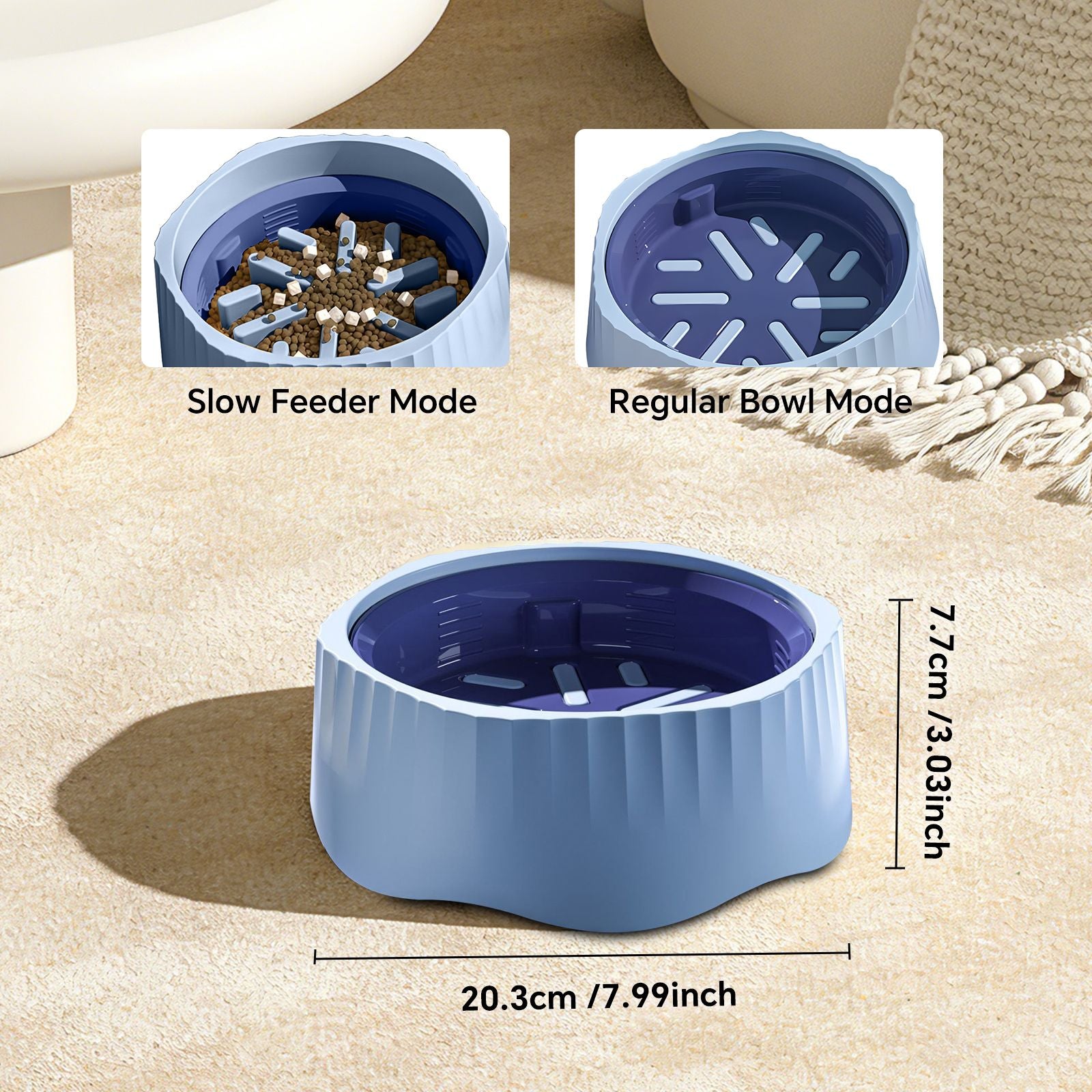 Switch Between Fast and Slow Feeding – Dual-Purpose Bowl for Happy, Healthy Pets