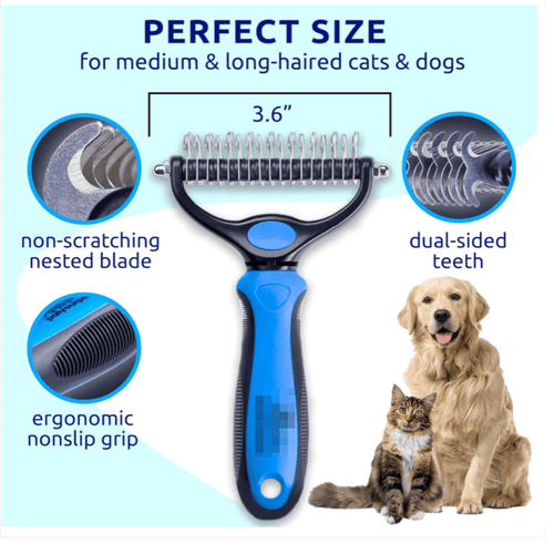 Dual-Head Deshedding Brush with Skin-Safe Rounded Teeth – image 1