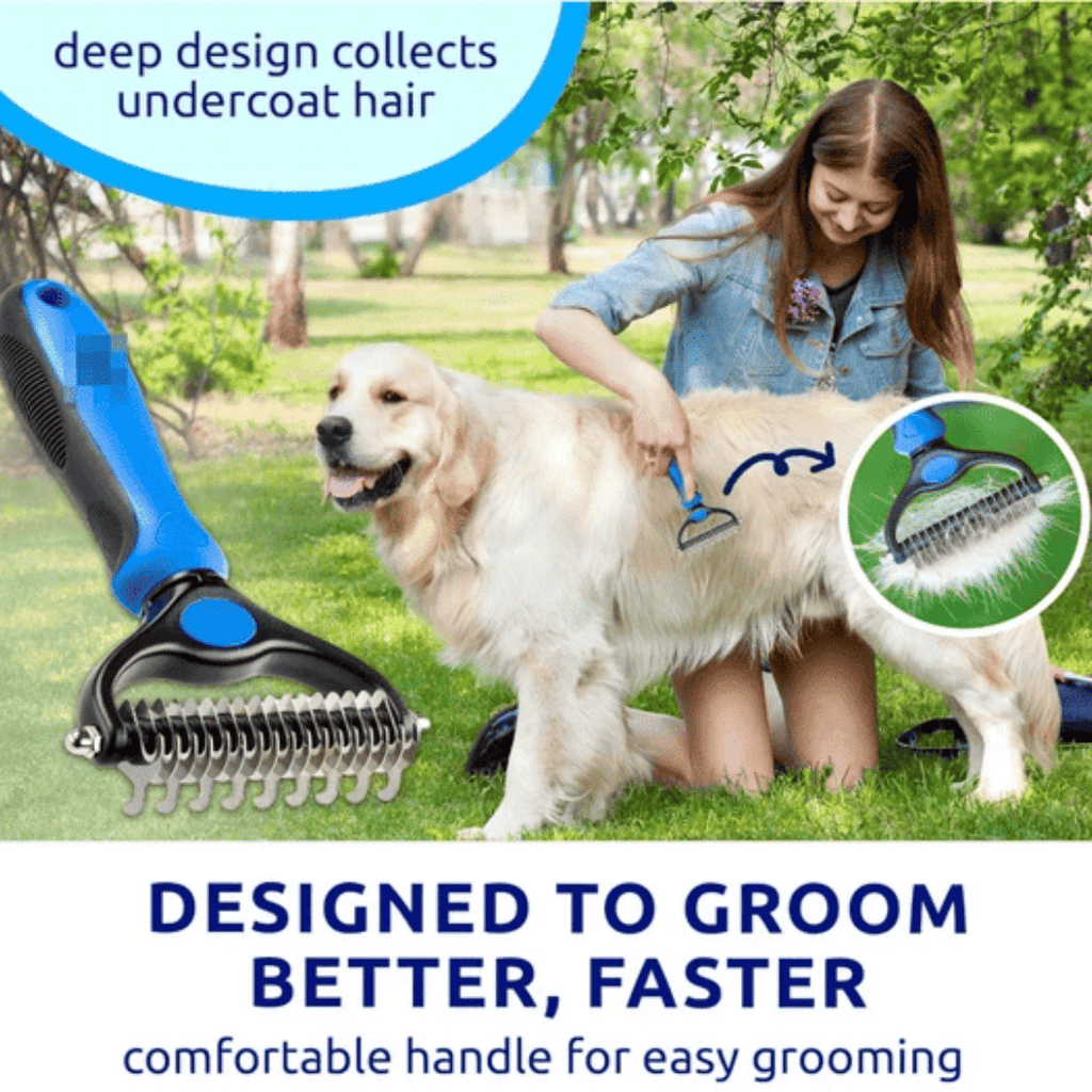 Blue pat your pet hair removal dog brush for hair removal - indoor cats use cat brush, long and short haired dogs use double-sided cat brush for hair removal and beauty tools, skin friendly