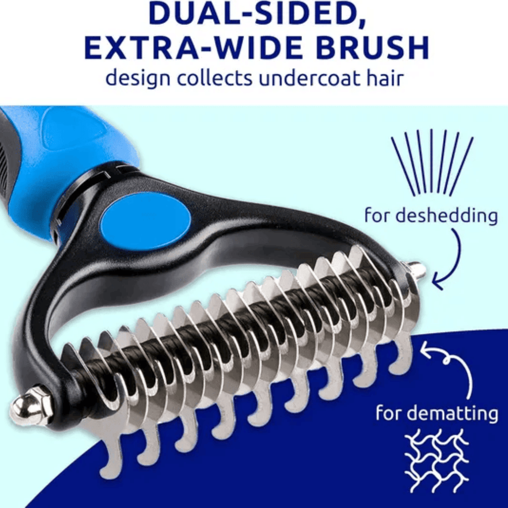 Blue pat your pet hair removal dog brush for hair removal - indoor cats use cat brush, long and short haired dogs use double-sided cat brush for hair removal and beauty tools, skin friendly