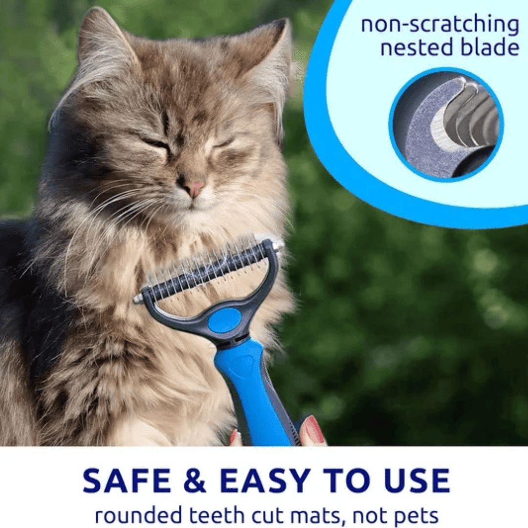 Blue pat your pet hair removal dog brush for hair removal - indoor cats use cat brush, long and short haired dogs use double-sided cat brush for hair removal and beauty tools, skin friendly