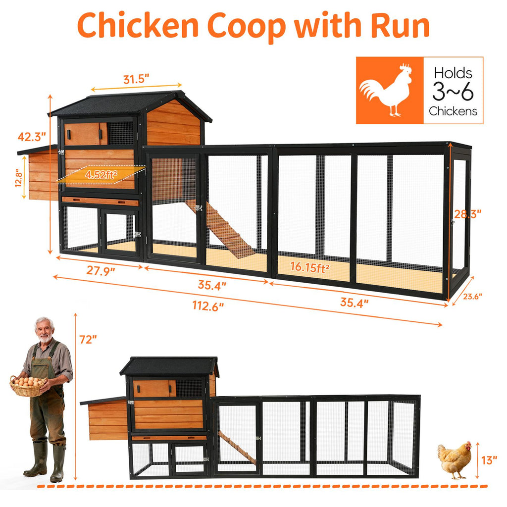 Large furniture-style Chicken Coop with Anti-UV Roof and Predator Defense