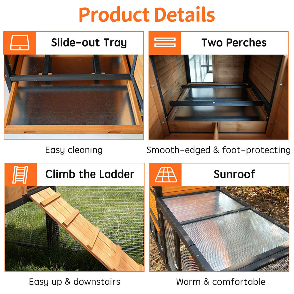 Large furniture-style Chicken Coop with Anti-UV Roof and Predator Defense