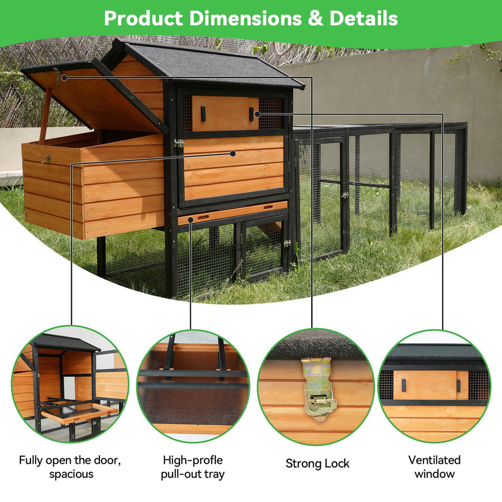 Large furniture-style Chicken Coop with Anti-UV Roof and Predator Defense