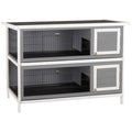 2-in-1 Outdoor Rabbit Hutch with Lockable Doors and water-ready Roof
