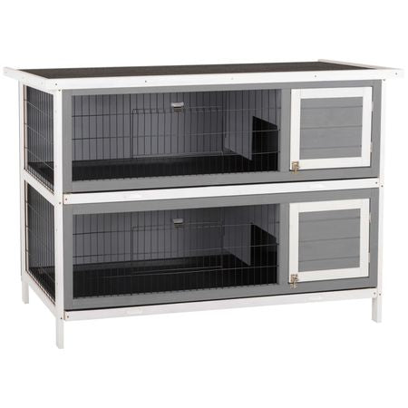 2-in-1 Outdoor Rabbit Hutch with Lockable Doors and water-ready Roof