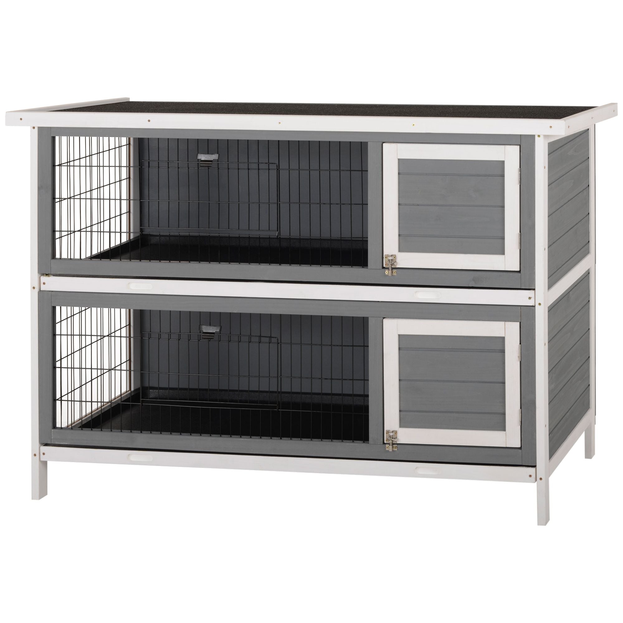 2-in-1 Outdoor Rabbit Hutch with Lockable Doors and water-ready Roof