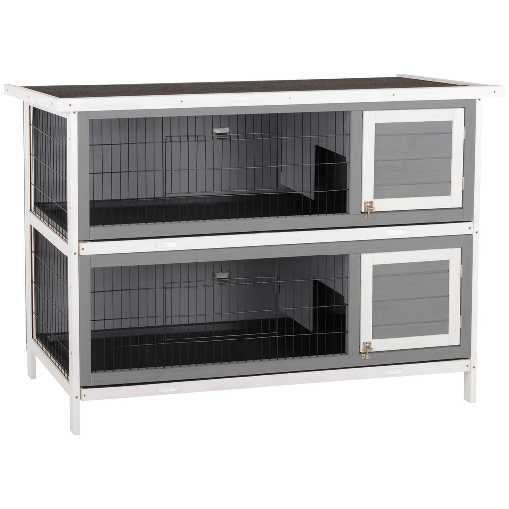 2-in-1 Outdoor Rabbit Hutch with Lockable Doors and water-ready Roof