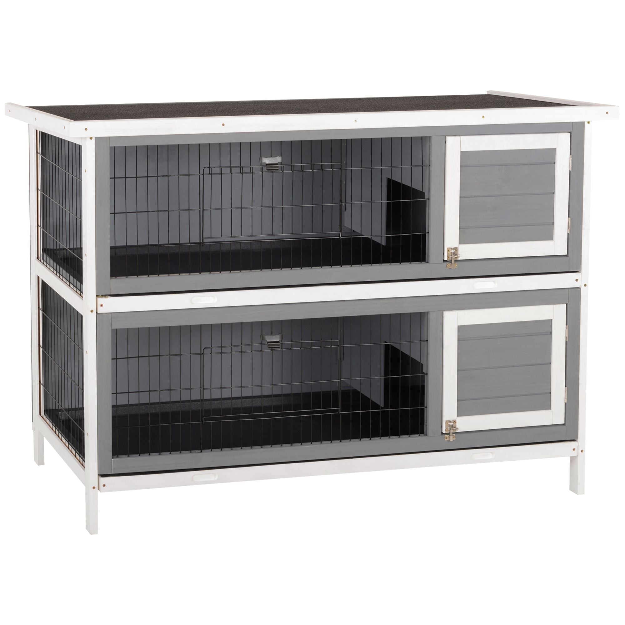 2-in-1 Outdoor Rabbit Hutch with Lockable Doors and water-ready Roof
