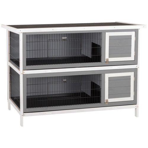 2-in-1 Outdoor Rabbit Hutch with Lockable Doors and water-ready Roof – image 2